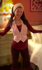 SOLD OUT Japanese printed Antique Rose Shaper Vest (Double Paneled), with White Satin Collar Trim