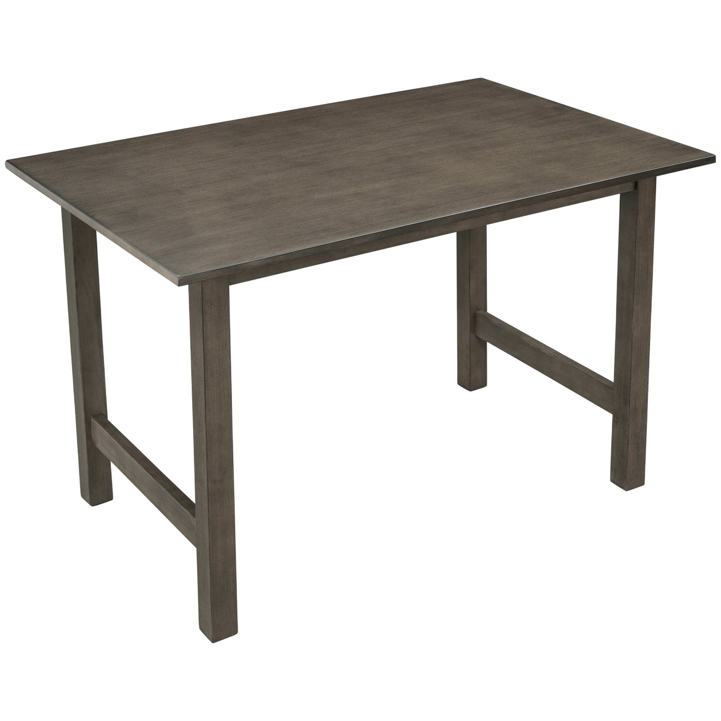 TOPMAX Farmhouse 5-Piece Wood Dining Table Set for 4, Kitchen Furniture Set with 4 Upholstered Dining Chairs for Small Places, Gray Table+Beige Chair