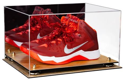 Basketball shoe pair display case with mirror