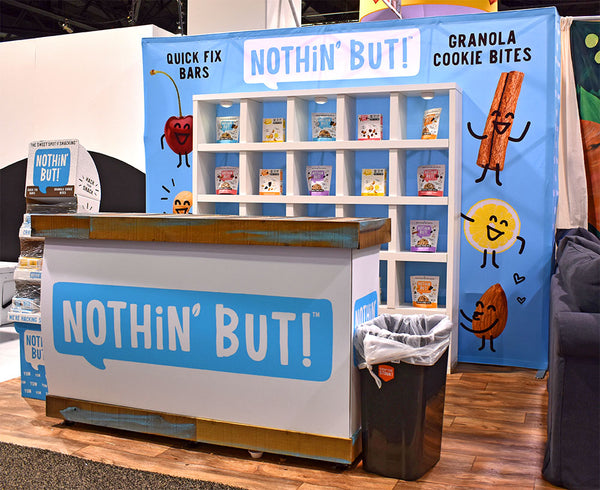 small 10' X 10' custom tradeshow booth design for natural food company
