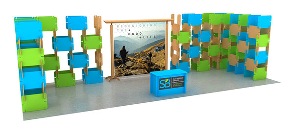 recyclable tubes combined with the new notched card tradeshow booth construction system