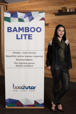 Vertical Banner Stand in Bamboo