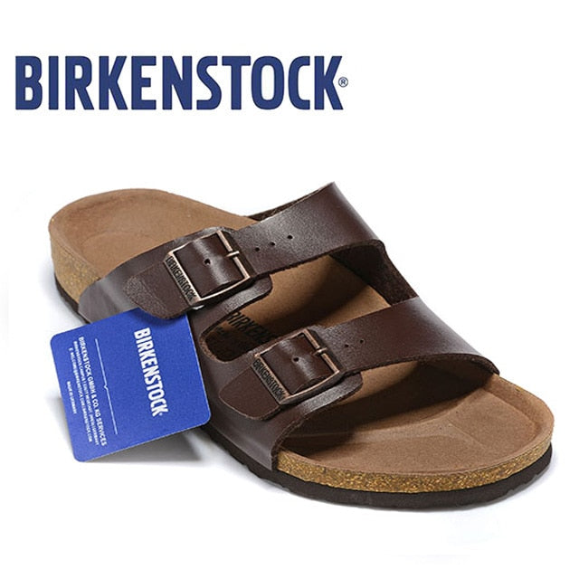 Original Birkenstock Men Summer Slippers Soft Shoes Men Leather