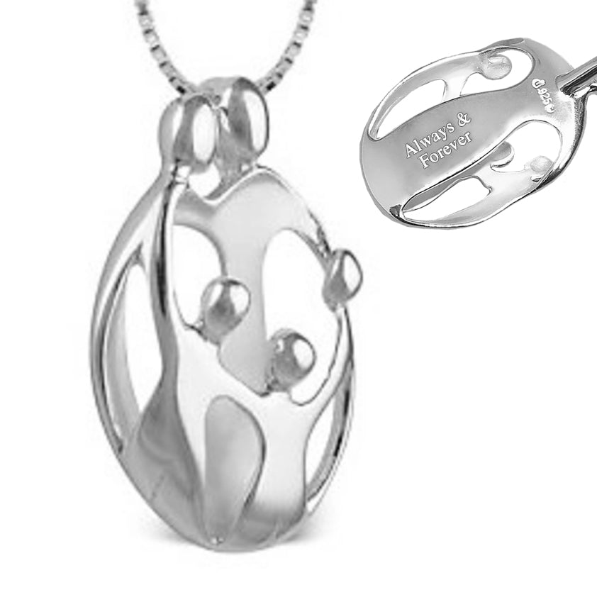 loving family sterling silver pendant