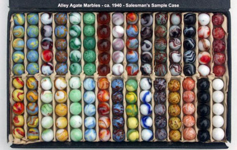Vintage Agate Marbles - Salesman Sample Case
