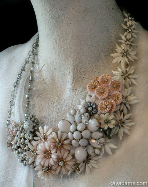 Vintage flower brooch re-purpose necklace