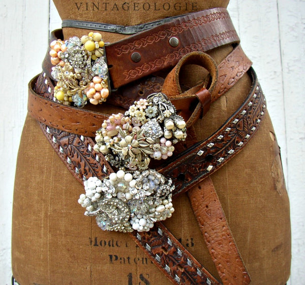 vintage brooch belt