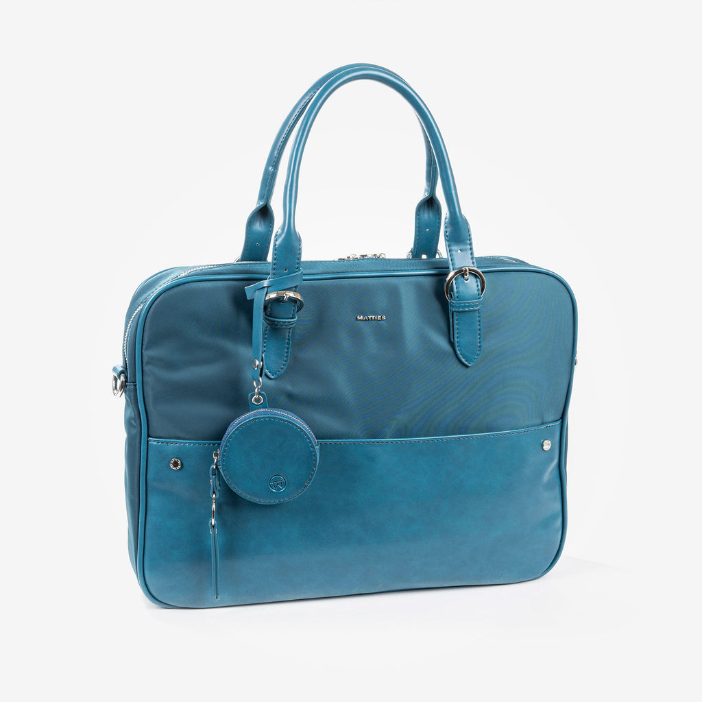 Bolsa Haciendo Aleta Portafolios con bandolera para mujer, color azul, Serie Lisboa – Matties  Bags