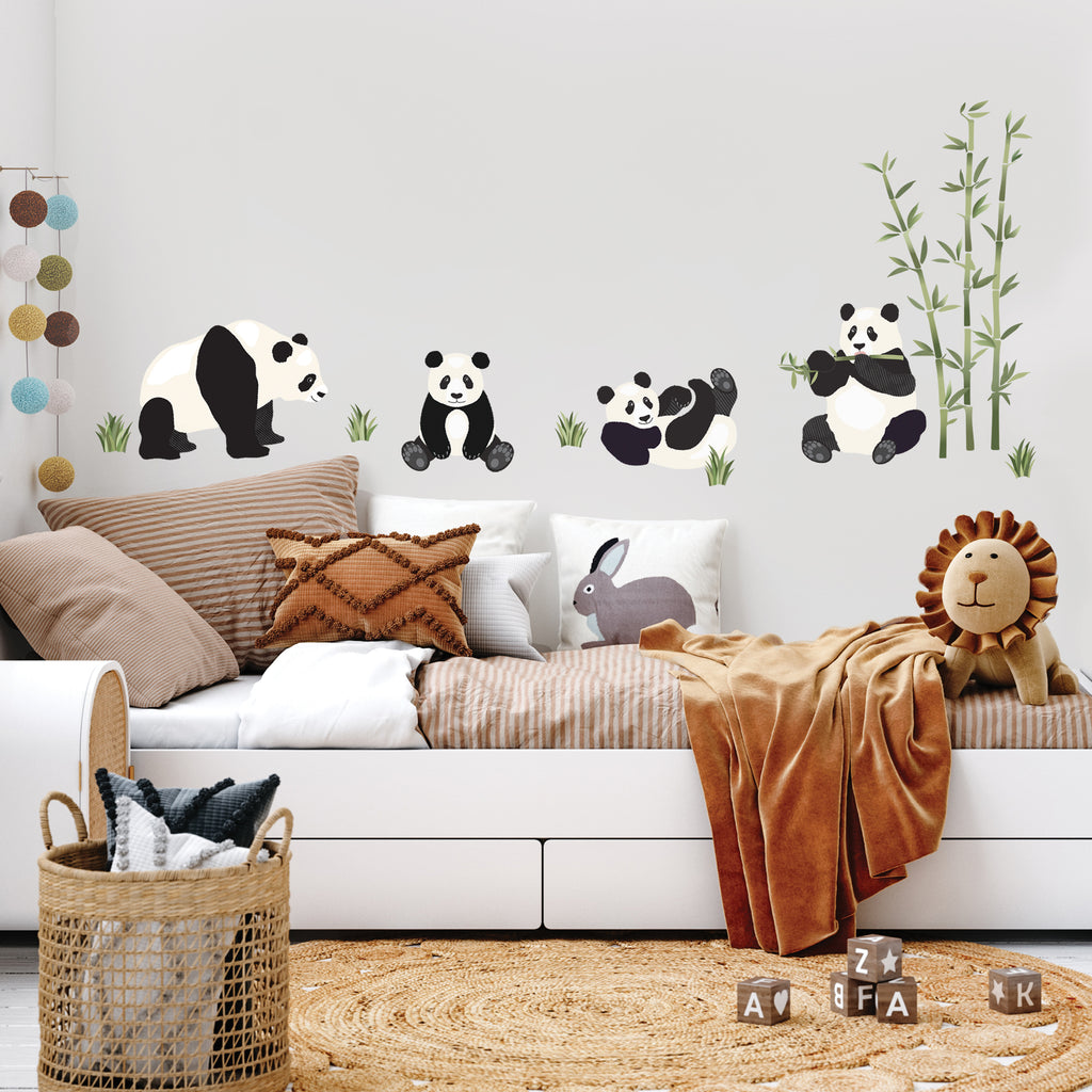 Panda Wall Decals and Bamboo Decals, Nursery Wall Stickers, Animal Wal