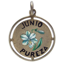 Vintage Junio Pureza June Purity Lily Flower Charm