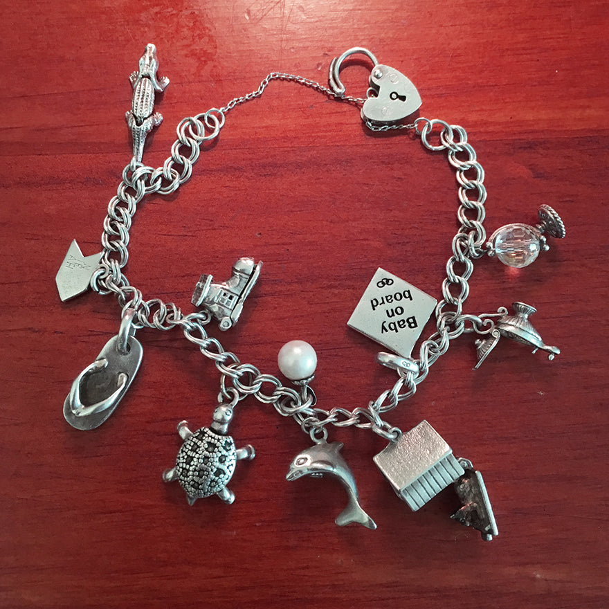 Sterling Silver Charm Bracelet with Family Mementos