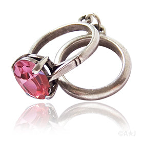Wedding Band and Pink Engagement Ring Set Charm Pendant