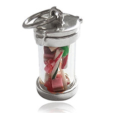 Candy Jar Charm with Miniature Sweets Inside Sterling Silver | Silver Star Charms