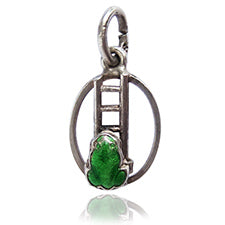 Vintage Silver Enamel Green Frog Climbing Ladder Weather | Silver Star Charms