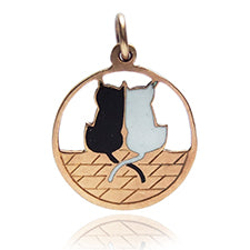 Vintage Gold and Enamel Cats on Roof Charm | Silver Star Charms