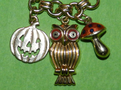 Pumpkin Owl and Toadstool Halloween Charms
