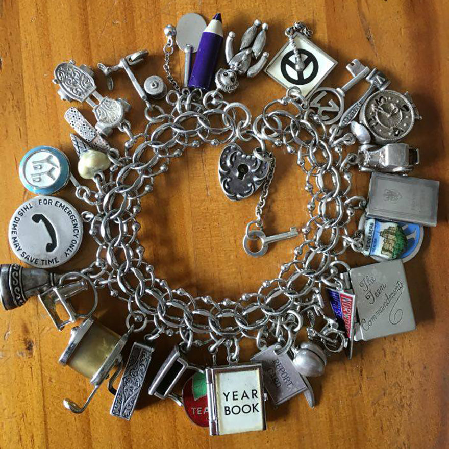 Australian charm bracelet representing childhood memories and milestones