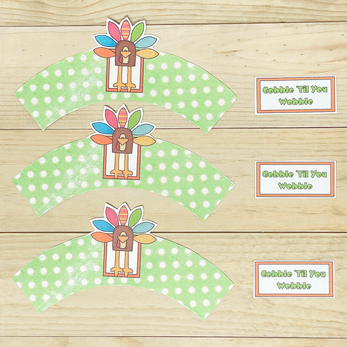 "Tom Turkey" Printable Cupcake Liner and Label DOWNLOAD NOW Parties