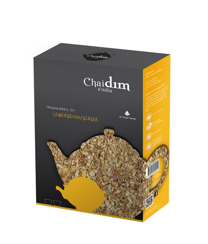 Chaidim Organic Lemongrass Ginger Herbal Tea | 25 Triangle Teabags | Caffeine & Sugar Free