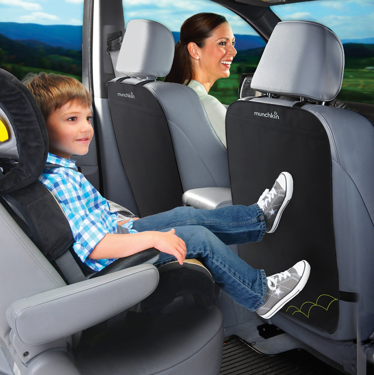 Munchkin Deluxe Kick Esteras del niño/niño asiento de coche viaje Protector BN 2 Pack 