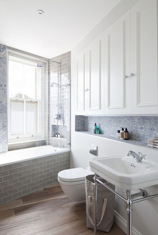 Bathroom view with tiles