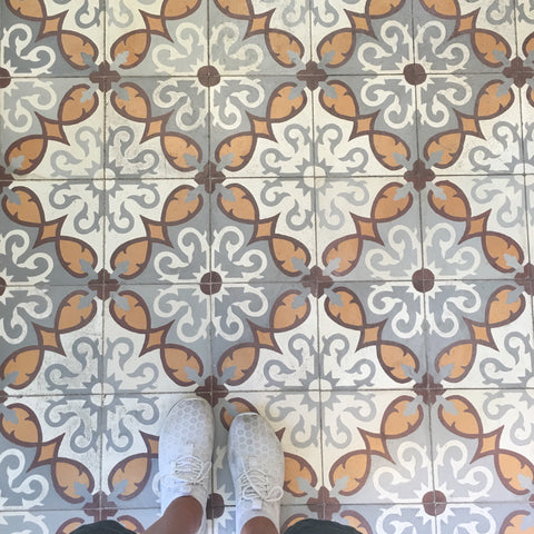 Close up on floor tiles