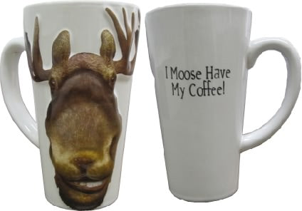 Alaska Coffee Mug Leggy Moose artwork beautiful turquoise coloring 16 oz mug 