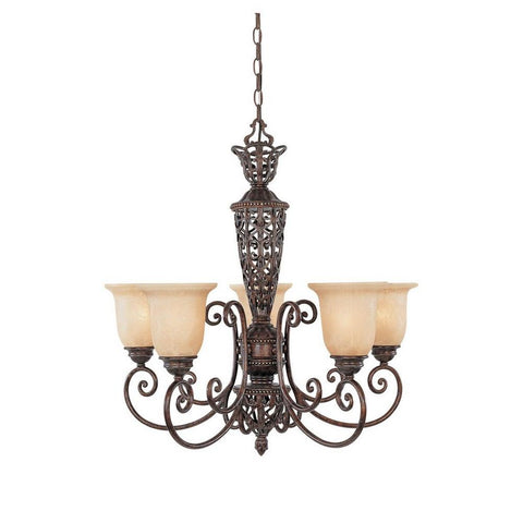 Chandelier Burnt Umber Finish With Beige Glass 0106518-145-SH