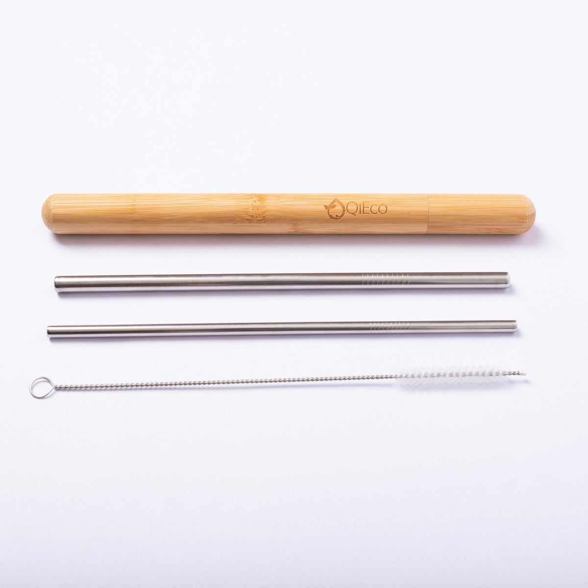 Reusable Stainless Steel Drinking Straw with Bamboo Case Holder Travel 