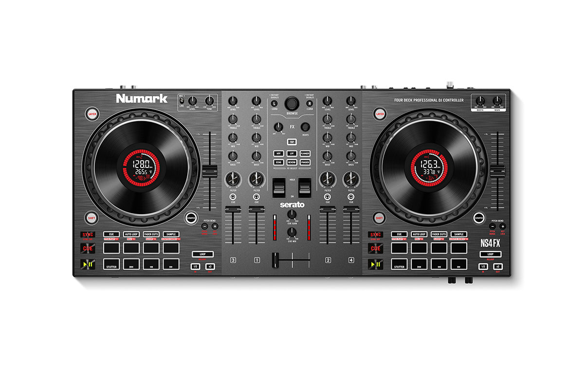 Numark NS4FX - SERATO 4 channel DJ controller with dedicated volume fa