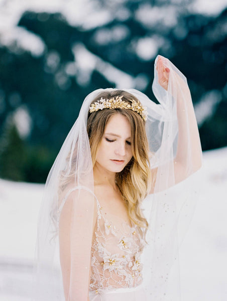 france photoshoot blair nadeau bridal gold crown and veil