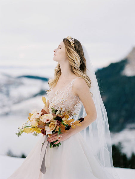 france photoshoot blair nadeau bridal gold crown and veil