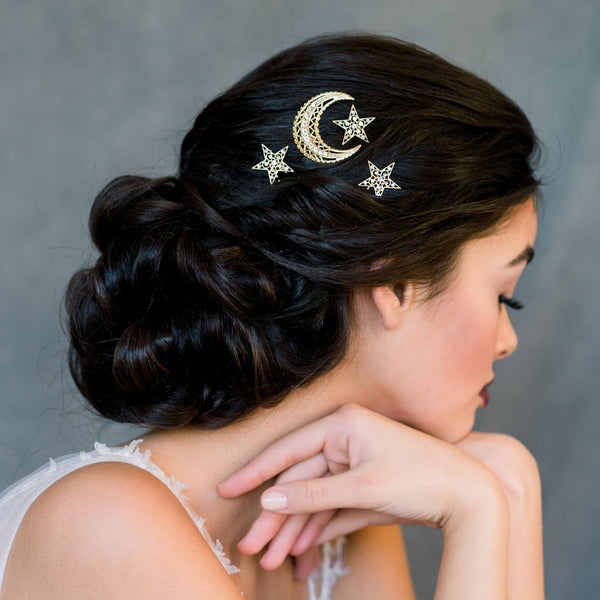MERITT Star & Moon Celestial Bridal Hair Pins – Blair Nadeau Bridal  Adornments