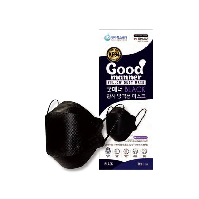 Good Manner KF94 Respirator Face Mask Black - 10 PCS Masksheets