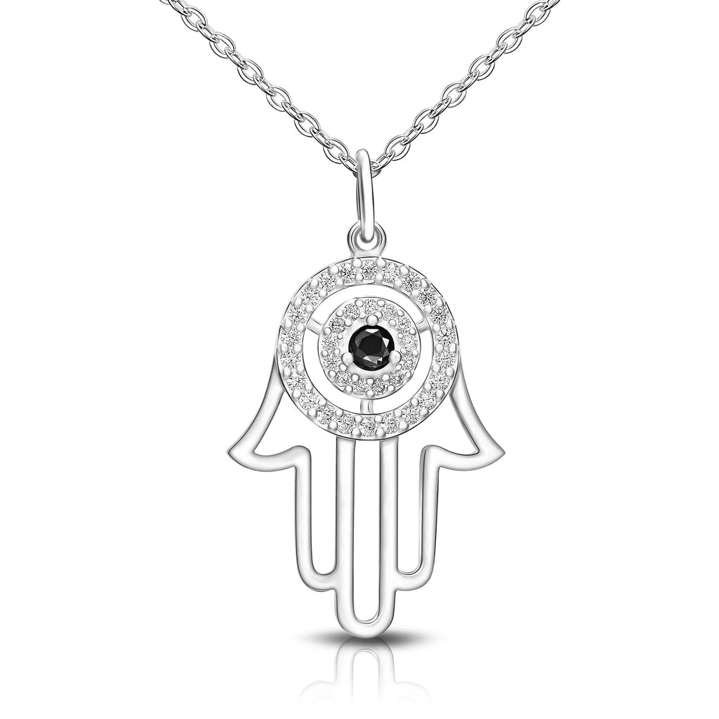 WHITE GOLD EVIL EYE PROTECTION HORSE SHOE GOOD LUCK PEDANT