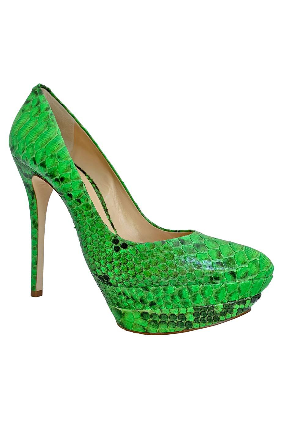 neon green high heel shoes
