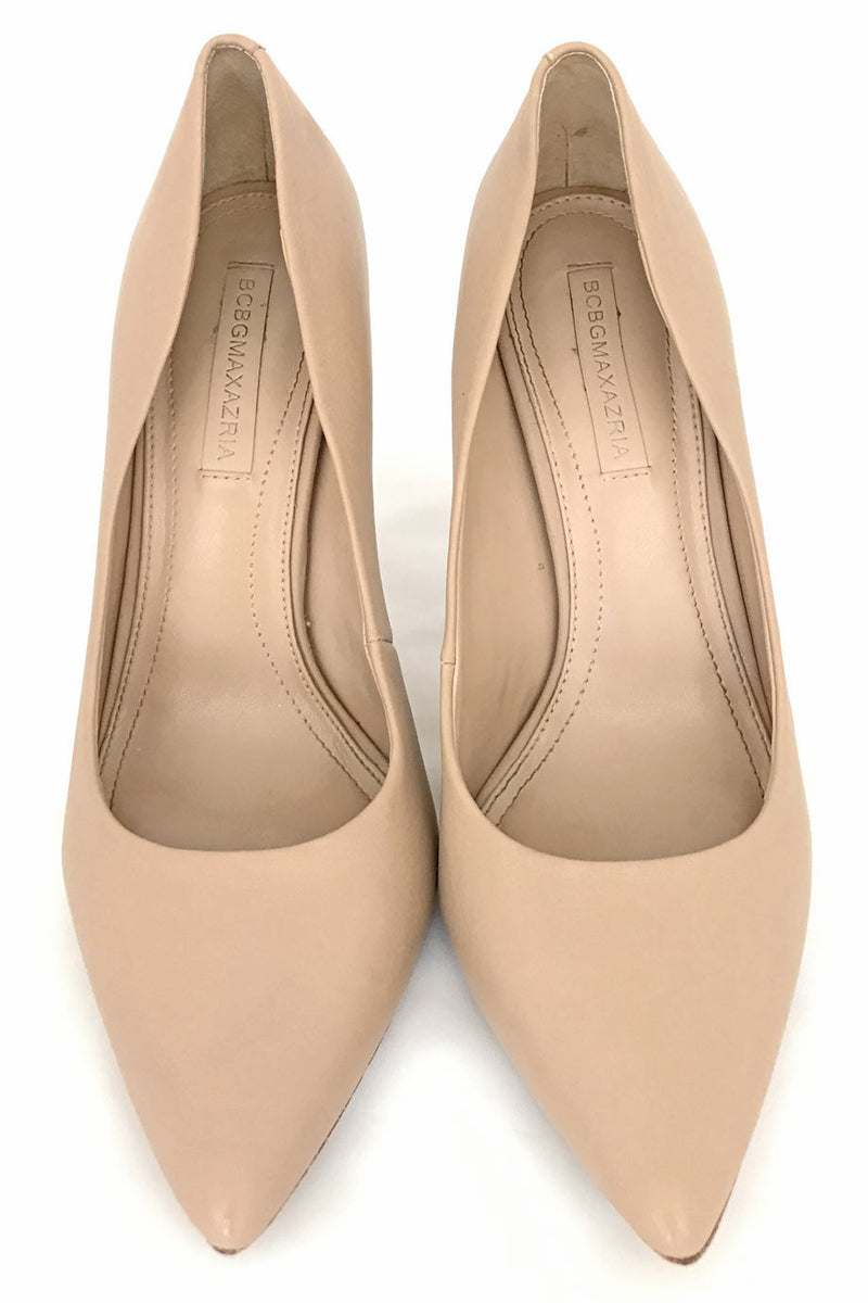 BCBG Max Nude Leather Pointed Toe Pumps / Sz 8B – Style