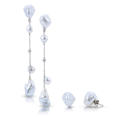 Convertible Glamorous Keshi Swing earrings by Dilly Kirby of Elizabeth Blair Fine Pearls
