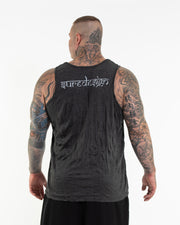 Plus Size Mens Tree of Life Tank Top in Silver on Black