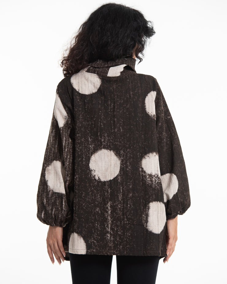 Dot Hand Printed Non-Stretch Thai Cotton Pullover in Brown