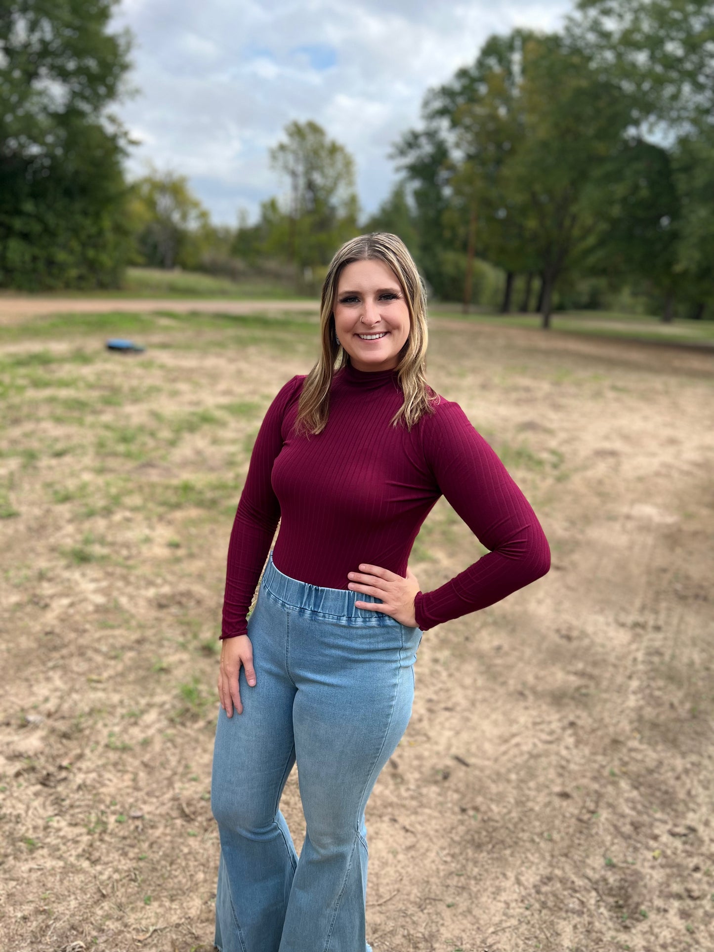 Maroon LS Bodysuit