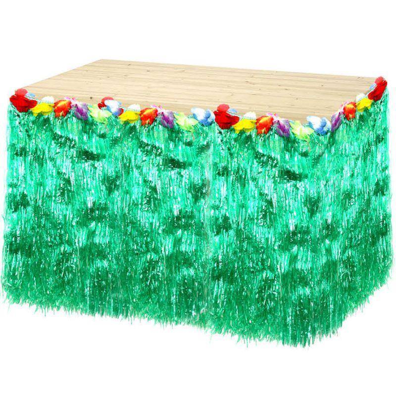 Green Hawaian Table Skirt - 270cm x 75cm - The Base Warehouse