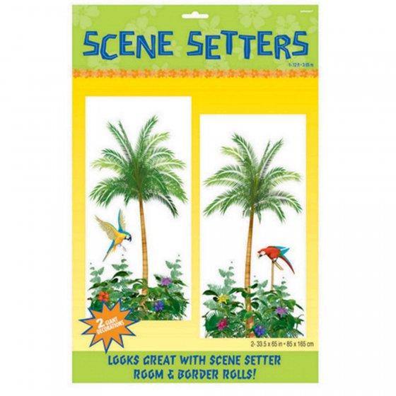 2 Pack Plastic Palm Tree Scene Setters Add-Ons - 1.6m x 85cm - The Base Warehouse