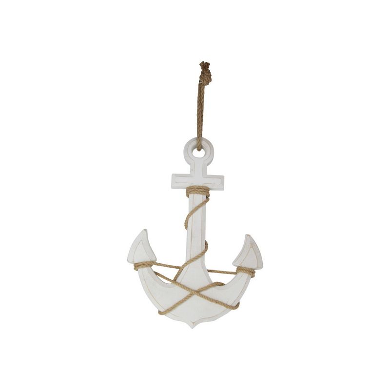 White Wash Anchor with Rope - 45cm