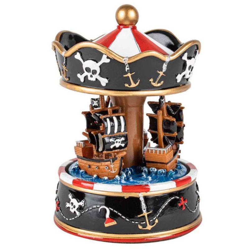Black Carousel with Pirate Ships - 16cm
