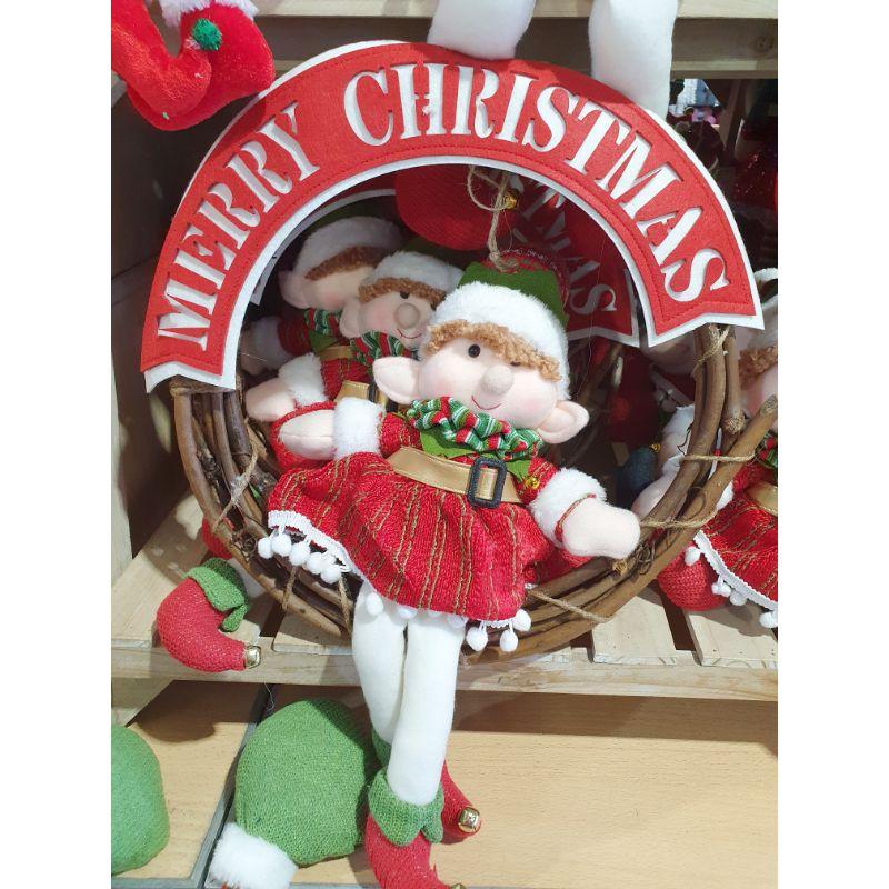 Xmas Elf Plush Wreath - 40cm