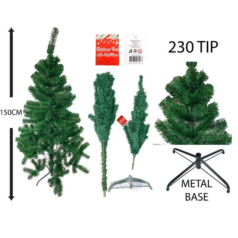 Xmas Green Tree with Metal Base - 150cm