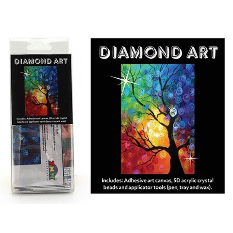 Diamond Art Kit 5D - Rainbow Swirly Tree - 15cm x 20cm - The Base Warehouse