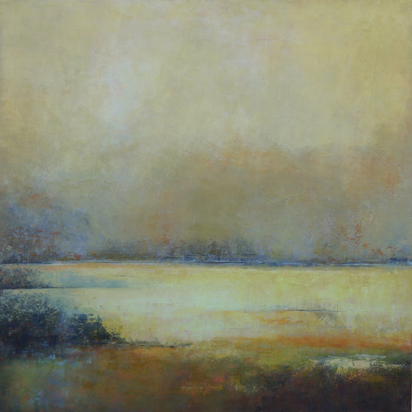 Yellow square abstract landscape painting with horizon
