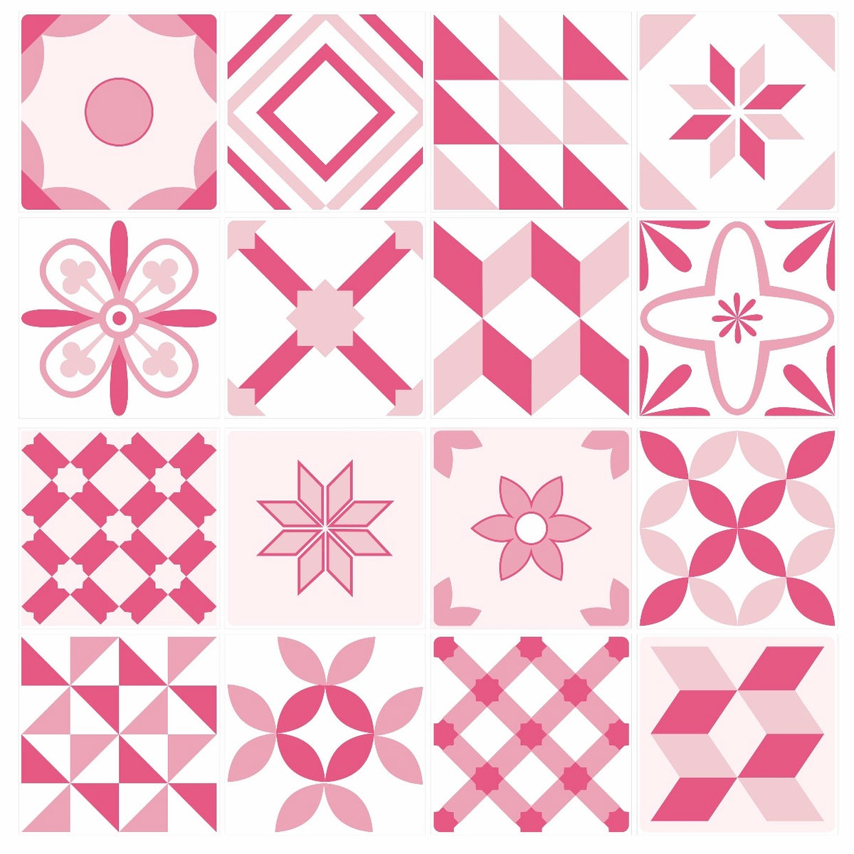 Pink and White Tile Stickers 15cm x 15cm (16)